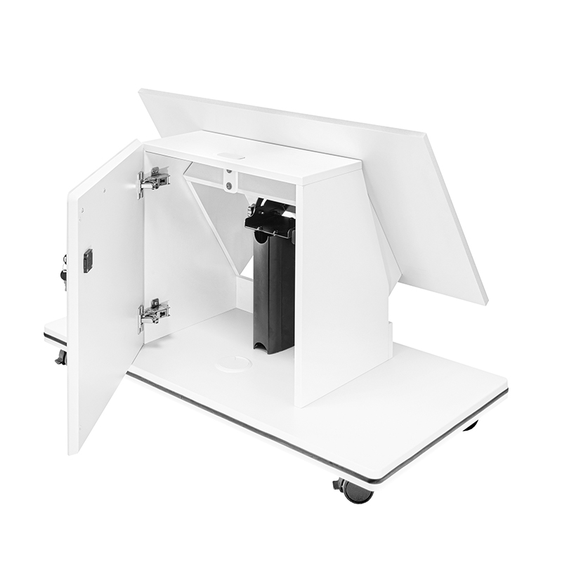 Hagor CON-Line Stage Trolley 55-65" 2736 - Rollwagen für Displays 55-65" - stufenlos neigbar - abschließbar - max. 40 kg - VESA 200x200-400x400 - weiß