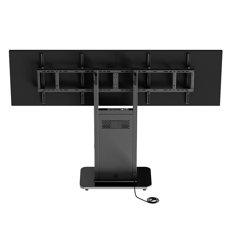 Hagor Pro-Tower M Dual 2877 - Mobiler Rollwagen 2 x 46-55" - max. 2x 35 kg - VESA 600x400 - Steckdosenleiste - schwarz