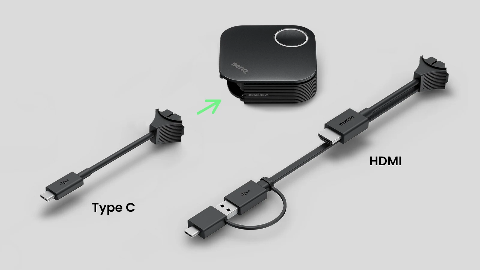 BenQ InstaShow WDC25 - Drahtloses 4K-Präsentationssystem - 2 USB-C/HDMI-Buttons - Wi-Fi 6 - bis 40 m - BYOD - schwarz