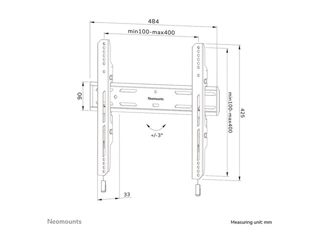 Neomounts WL30S-850BL14 LEVEL-850 - Wandhalterung 40-75" - max. 50 kg - VESA 400x400 - Rapid Install - abschließbar - schwarz