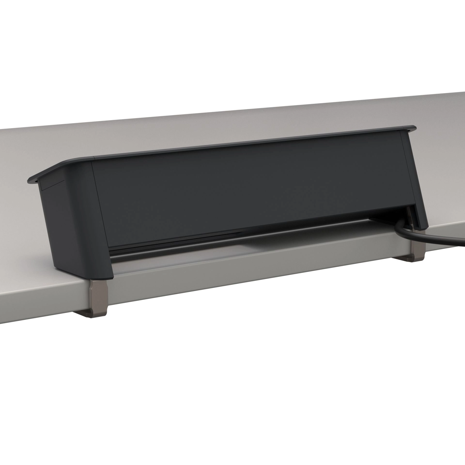 Kindermann CablePort Office desk 6-fach - 3x Strom + 3 freie Slots (Konnect flex 45 click) - Anklemm-Tischanschlussfeld - schiefergrau - 7550000303