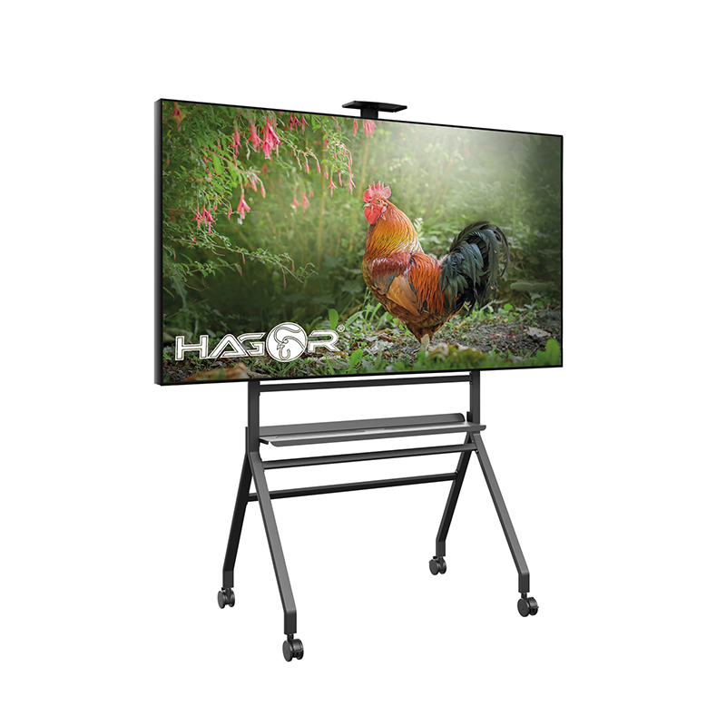 HAGOR BrackIT Stand Scandio Schwarz 8274 - Display-Rollwagen 55-86" - VESA 200×200-900×600 - max. 90 kg - inkl. Kameraaufnahme und AV-Ablage
