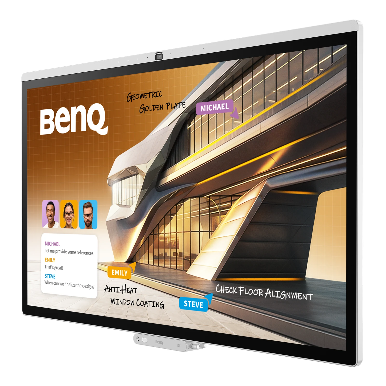 BenQ Board CP5505 Aktionsbundle - Interaktives Touch-Display 55 Zoll mit InstaShare Button TWY31 und Rollständer MT01R - 4K UHD - 450 cd/m² - Android 15 EDLA - VESA 400x400