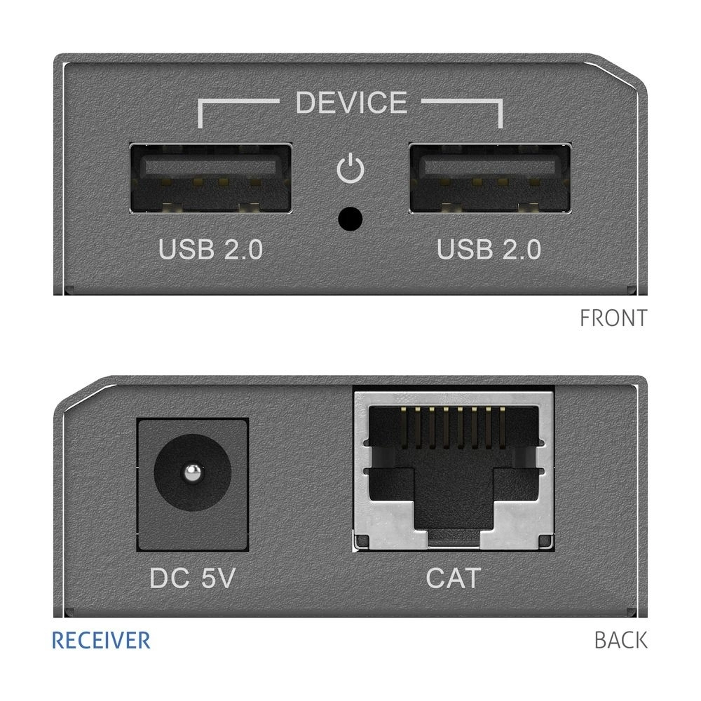 PureTools PT-E-USB50 - USB 2.0 Extender über CAT 5e/6 - bis 50 m - 480 Mbps - Plug and Play