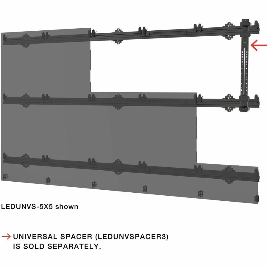 Peerless-AV Seamless Connect LEDUNVS-5X5 - dvLED Wandhalterung für 5x5 LED-Wand - bis 283,5 kg - 3-Achsen-Justierung - Schwarz