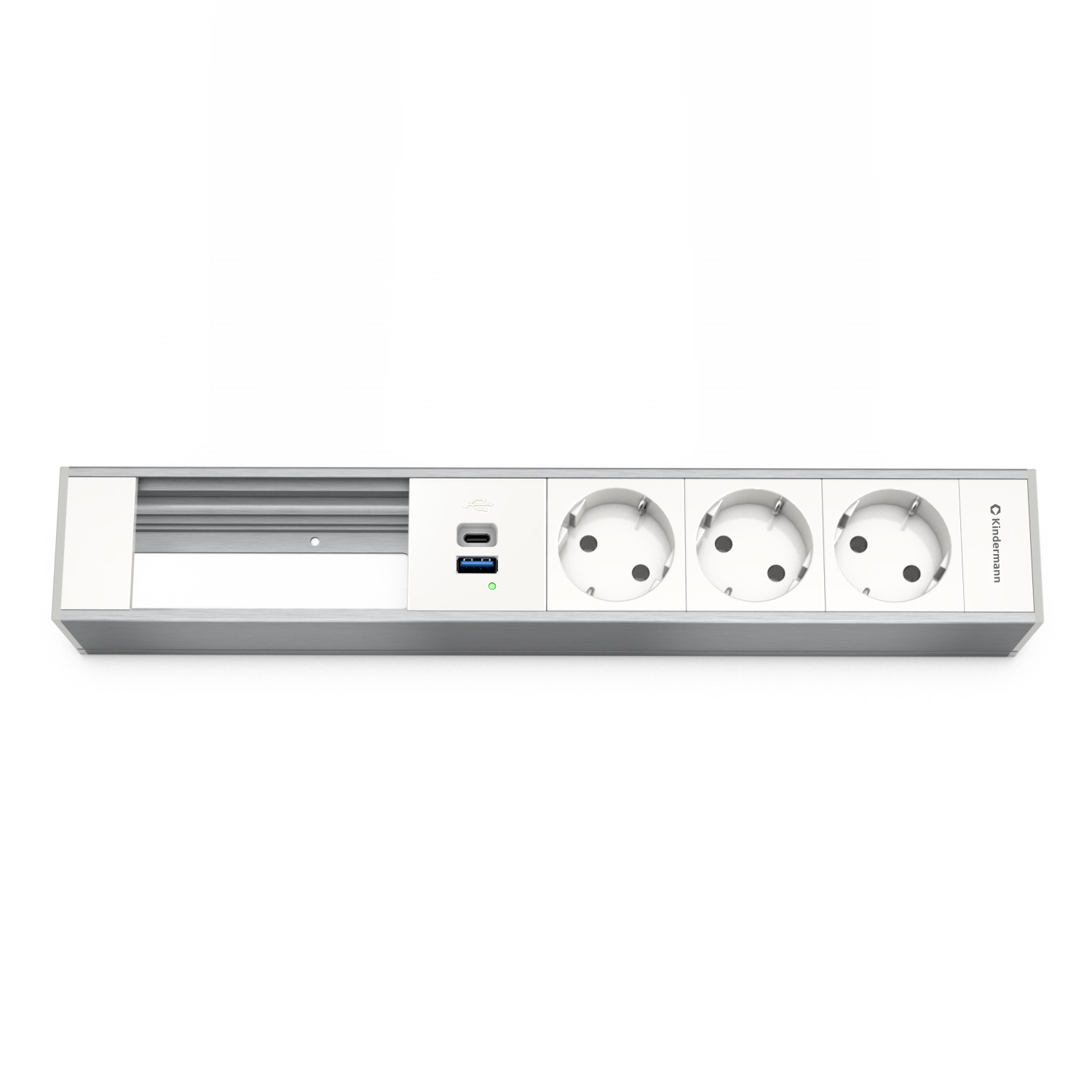 Kindermann CablePort Modulträger 6-fach, 3x Strom + 1x USB-A/C