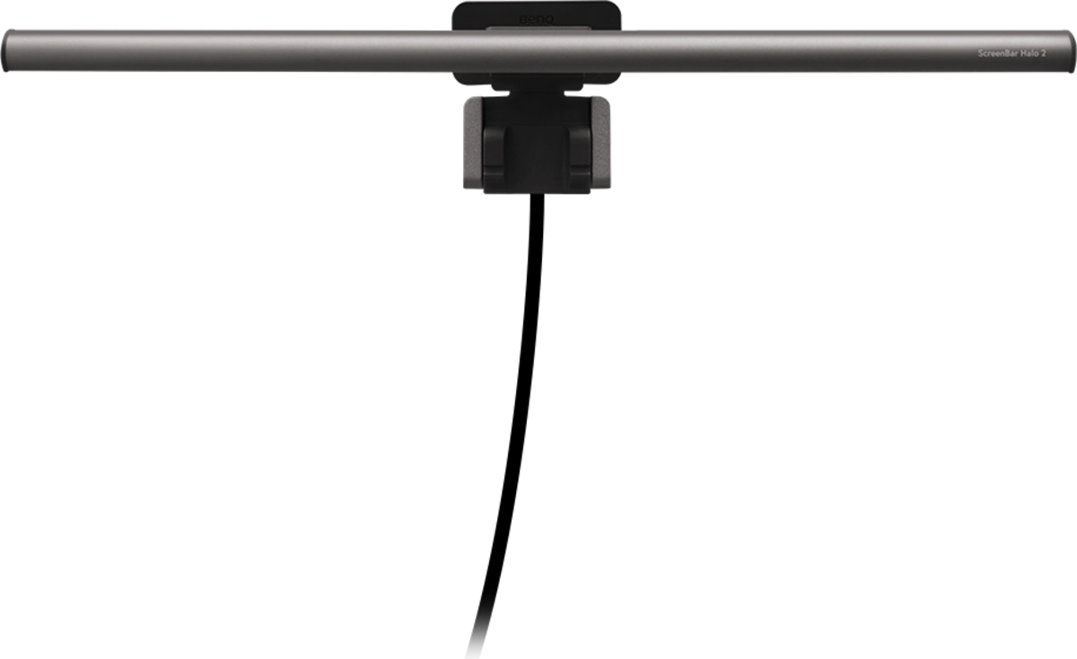 BenQ ScreenBar Halo 2 - Monitor-Lichtleiste mit Hintergrundbeleuchtung - 2.700-6.500 K - Auto-Dimming & Präsenzsensor - kabelloser Controller - USB-C - Dunkelgrau