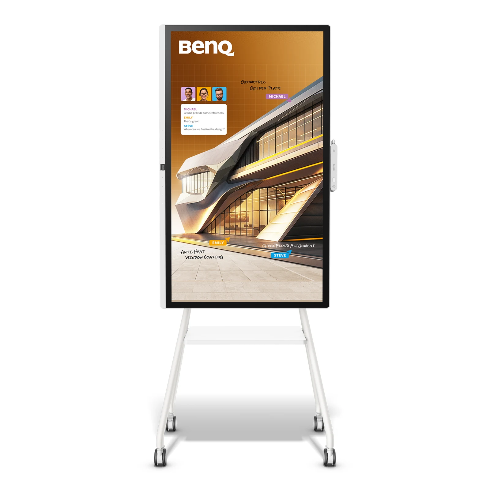 BenQ MT01R 5A.P2C10.001 - Rollständer mit Drehfunktion für 55"-Displays - Landscape/Portrait - max. 60 kg - VESA 400x400 - weiß