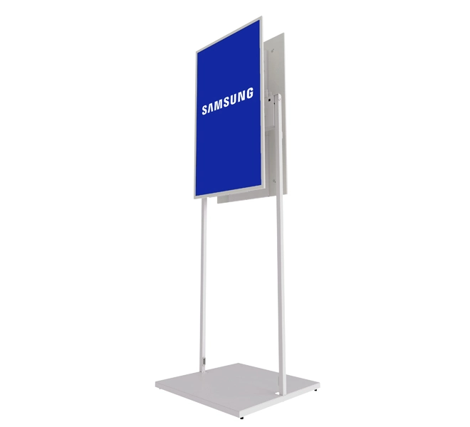 B-Tech BT7613-SAM32 - Back-to-Back Bodenständer 2x 32" - neigbar - Kabelmanagement - Sicherheitsabdeckung - für Samsung EM32DX / EM32DX-A - max. 20 kg - VESA 200x200 - weiß