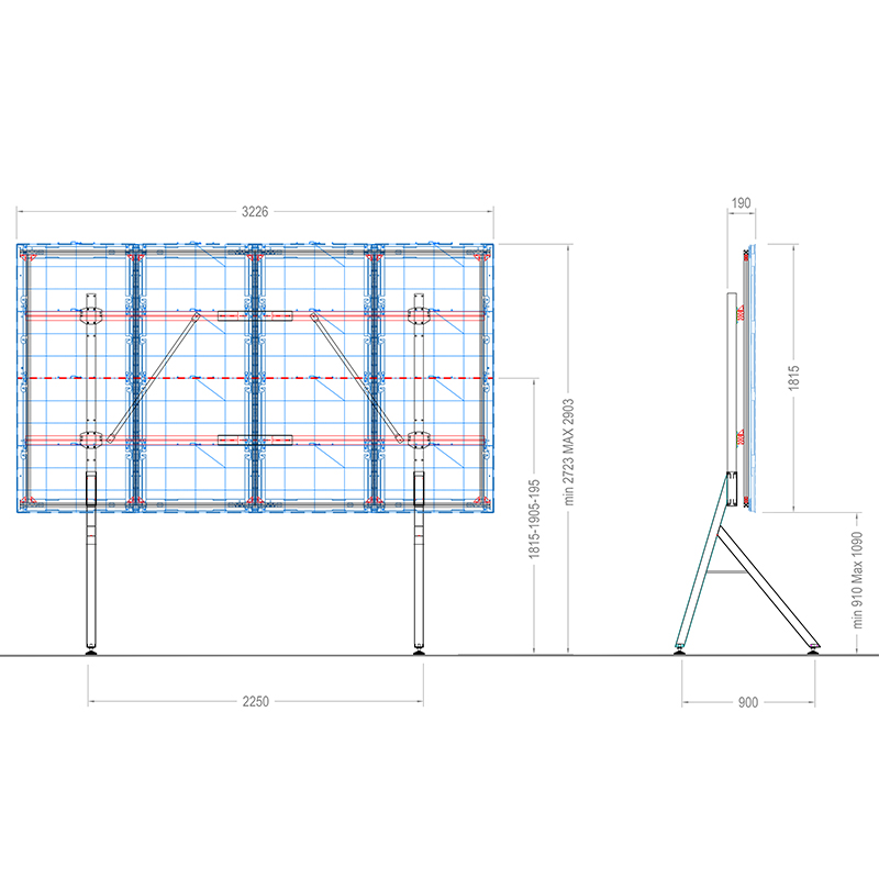 HAGOR HP LED Floorstand Samsung IWA / The Wall 146" 5966 - freistehendes Standsystem - 3 Höhen-Positionen - Standfuß - Schwarz