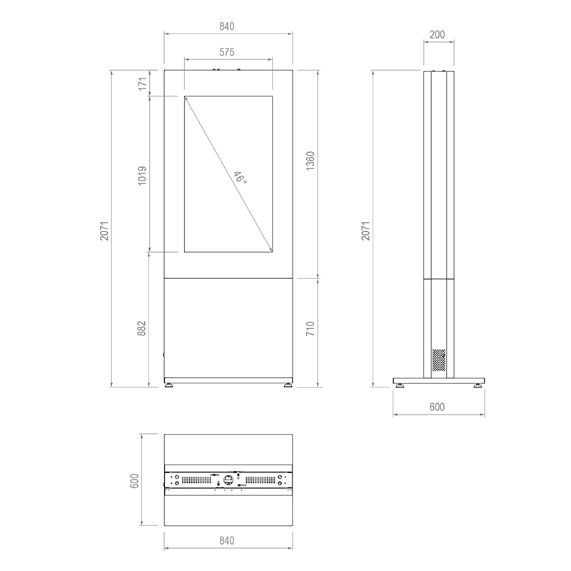Hagor HP Kiosk 46" FS B2B - Back-to-Back Indoorstele 46" für 2 Displays - Portrait - abschliessbar - Anthrazitgrau