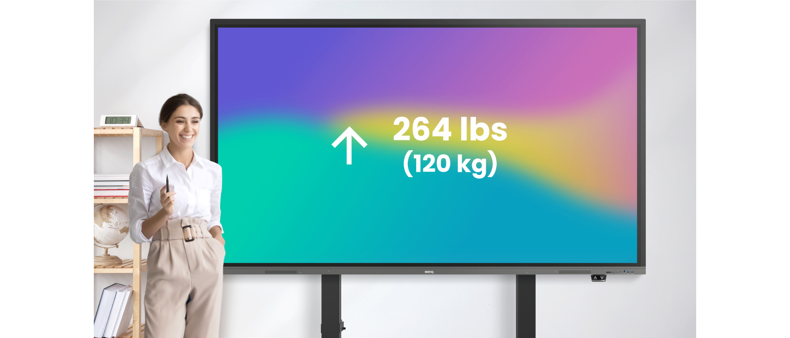 BenQ MT02E 5A.FAR10.NE1 - Motorisierter Rollständer für Displays 55-105" - höhenverstellbar - max. 120 kg - VESA 800x600 - schwarz