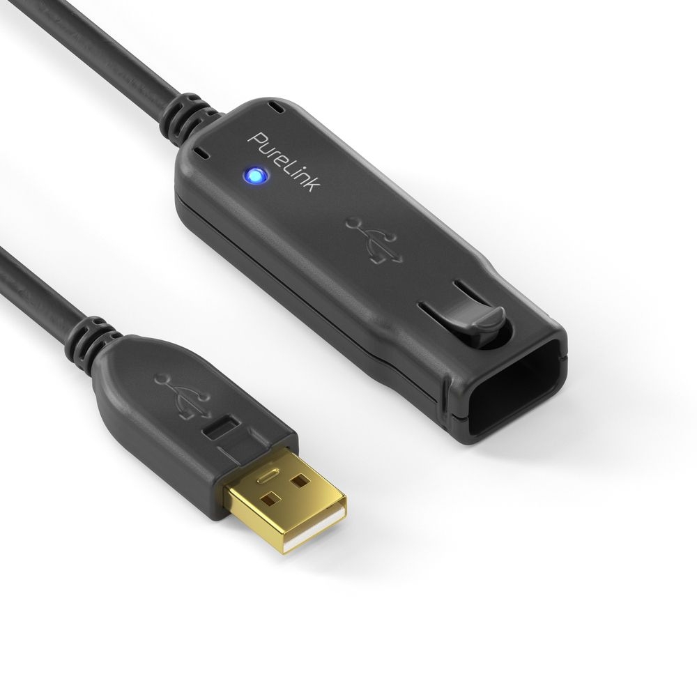 PureLink DS2100-060 - Aktives USB 2.0 Verlängerungskabel - 6 m - 480 Mbps - USB-A Stecker auf USB-A Buchse - verriegelbar - Schwarz