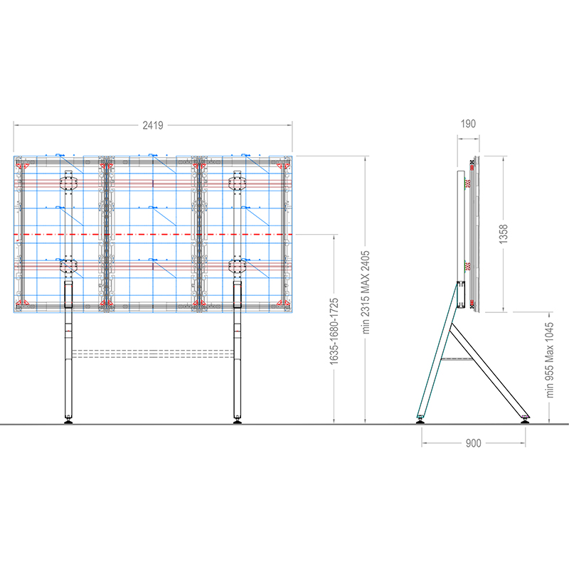 HAGOR HP LED Floorstand Samsung IWA / The Wall 109" 5963 - freistehendes Standsystem - 3 Höhen-Positionen - Standfuß - Schwarz