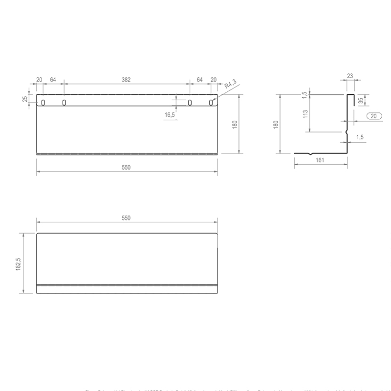 Hagor CON-Line AV Shelf 2932 - AV-Ablage zum Einhängen frontseitig - B 550 x T 161 mm - Stahl pulverbeschichtet schwarz