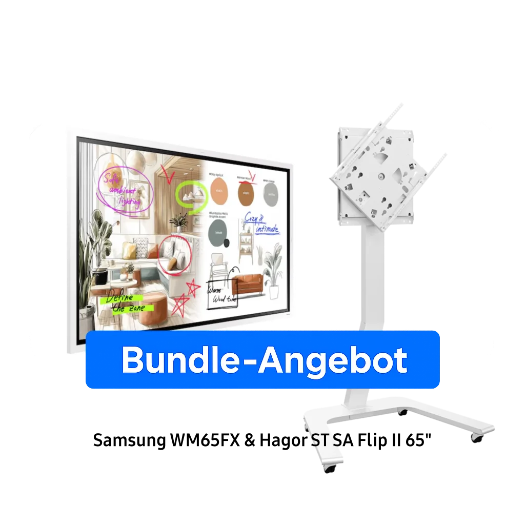 Samsung Flip WM65FX Bundle 65" Flipchart inkl. Hagor ST SA Flip II 65" Rollwagen