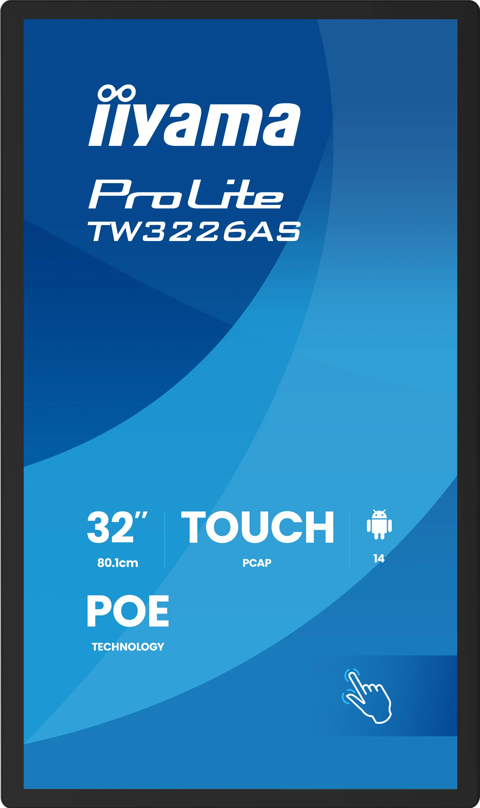 iiyama ProLite TW3226AS-B3P - 32" Touch Display - Full-HD - 500 cd/m² - 24/7 - Android 14 - VESA 100x100 - PoE - schwarz