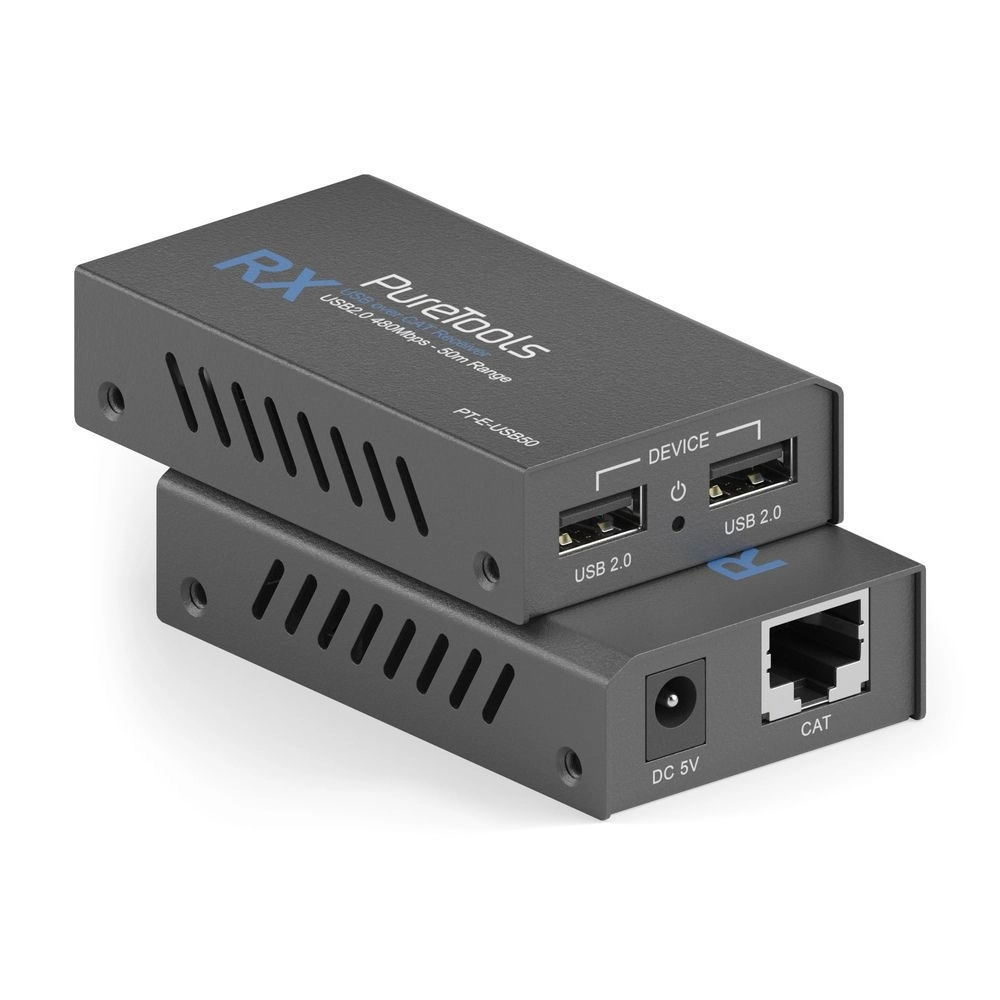 PureTools PT-E-USB50 - USB 2.0 Extender über CAT 5e/6 - bis 50 m - 480 Mbps - Plug and Play