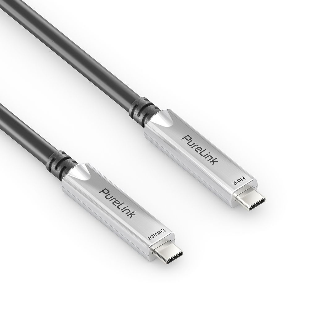 PureLink FiberX FX-I605-005 - AOC USB-C Hybridkabel - 5 m - 10 Gbps - 8K30 Video - 60 W PD - USB-C auf USB-C - Schwarz