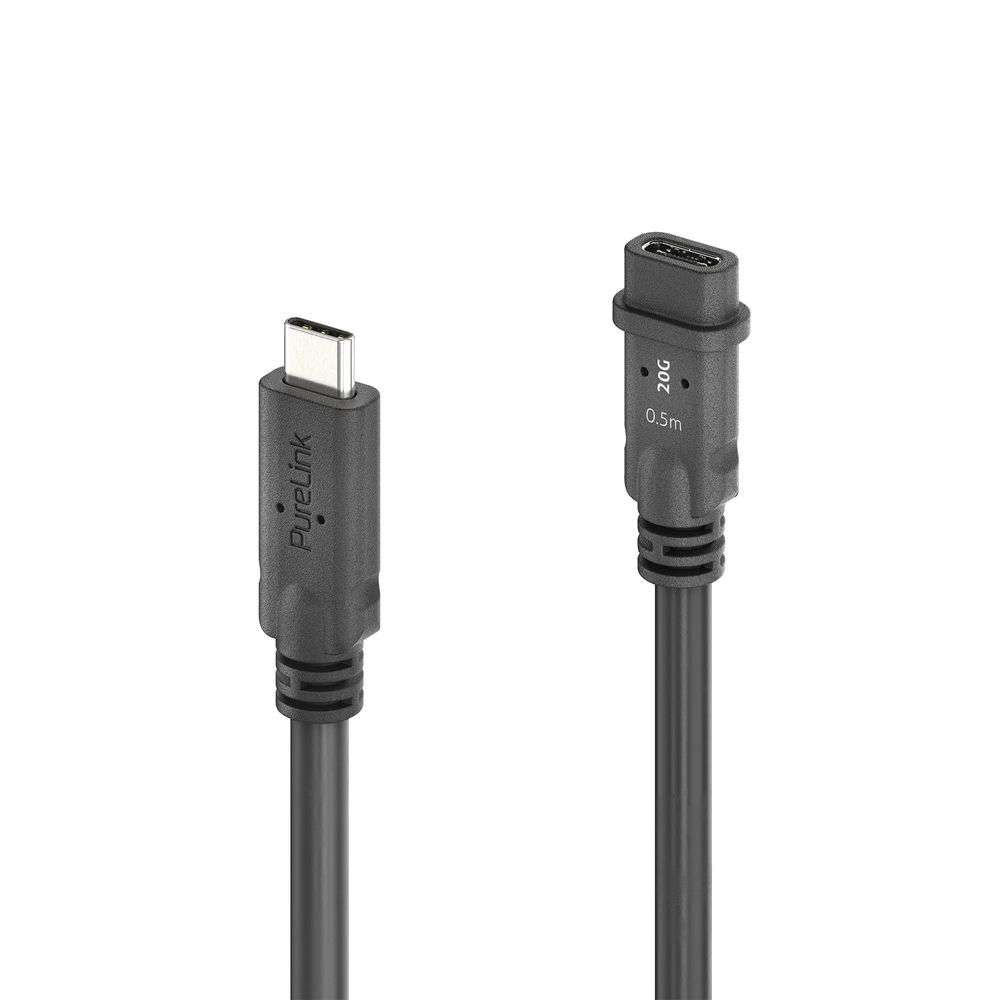 PureLink PI6630-005 - Passives USB4 Gen2x2 USB-C Verlängerungskabel - 0,5 m - 20 Gbps - USB-C Stecker auf USB-C Buchse - 240 W Power Delivery - schwarz