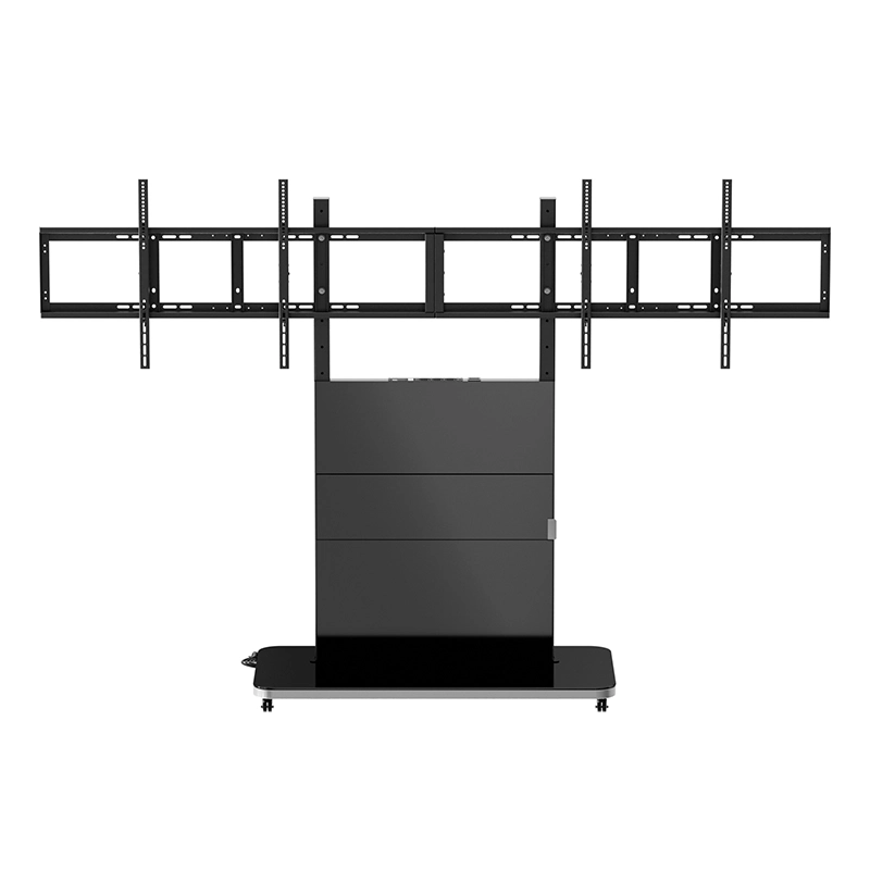 Hagor Pro-Tower L Dual 2878 - Mobiler Rollwagen 2 x 65" - max. 2x 40 kg - VESA 600x400 - Steckdosenleiste - schwarz