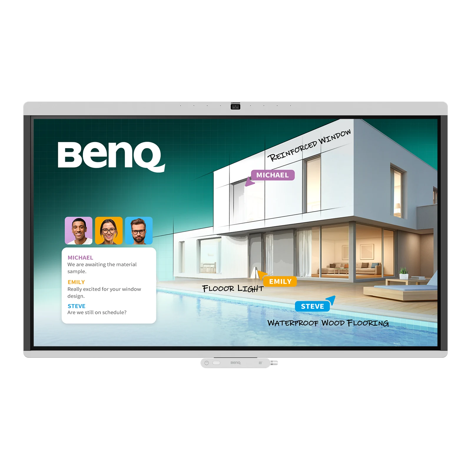 BenQ Board CM5505 - Interaktives Touch-Display 55 Zoll - 4K UHD ADS - 450 cd/m² - Android 15 EDLA - 50-Punkt-Infrarot-Touch - 2x 15W-Audio - VESA 400x400 - weiß