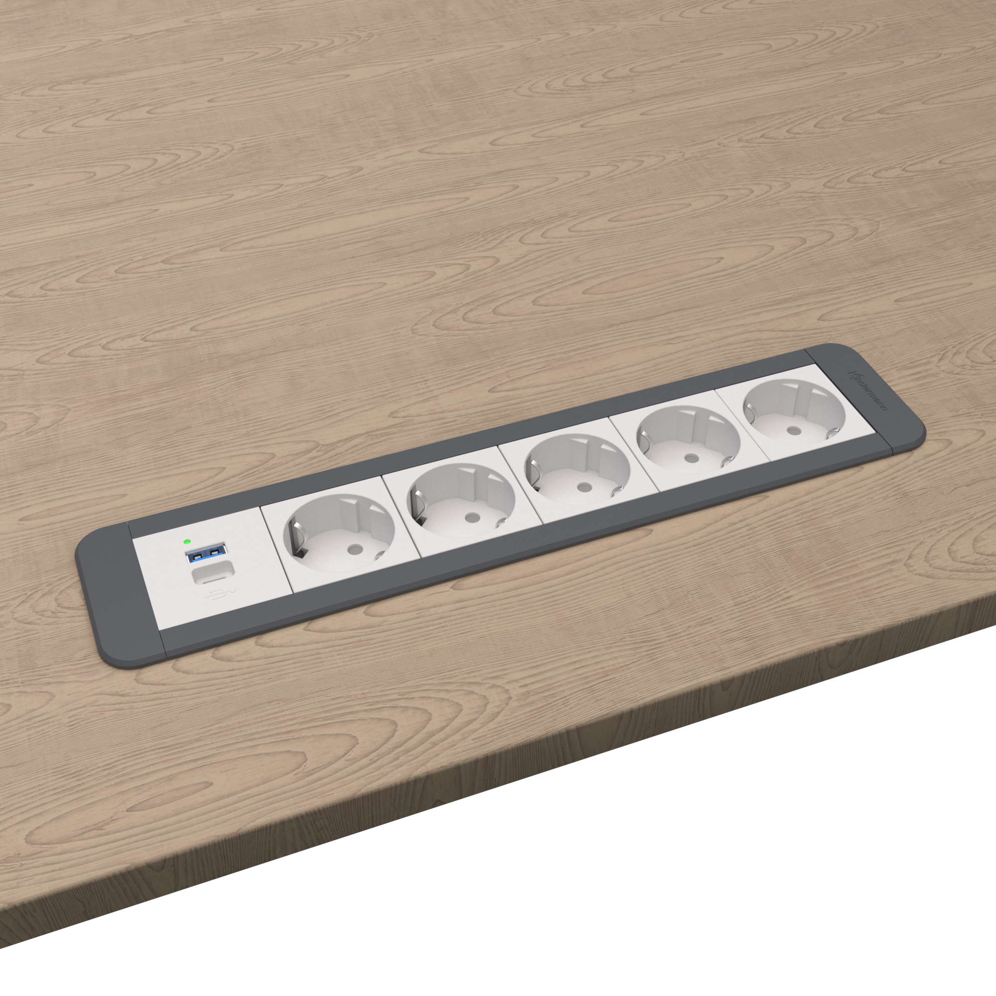 Kindermann CablePort Office frame 6-fach, 5x Strom + 1x USB-A/C