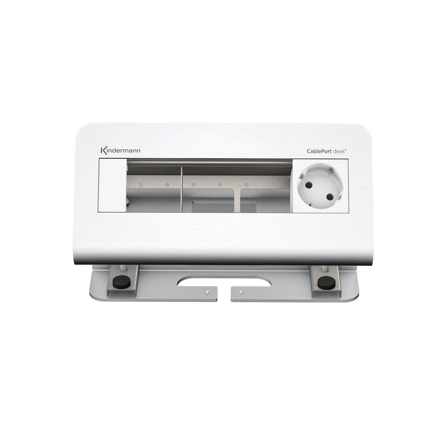 Kindermann CablePort desk² 4-fach - 1x Schuko - Tischklemme 10-60 mm - Aluminium eloxiert - 7430000051
