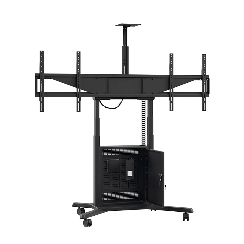 Hagor HP Twin Lift M-DB 8253 - mobiler motorischer Dual-Display-Lift 2x 46-65" side-by-side - 2x 60 kg - VESA 600x400 - 980 mm Hub - schwarz