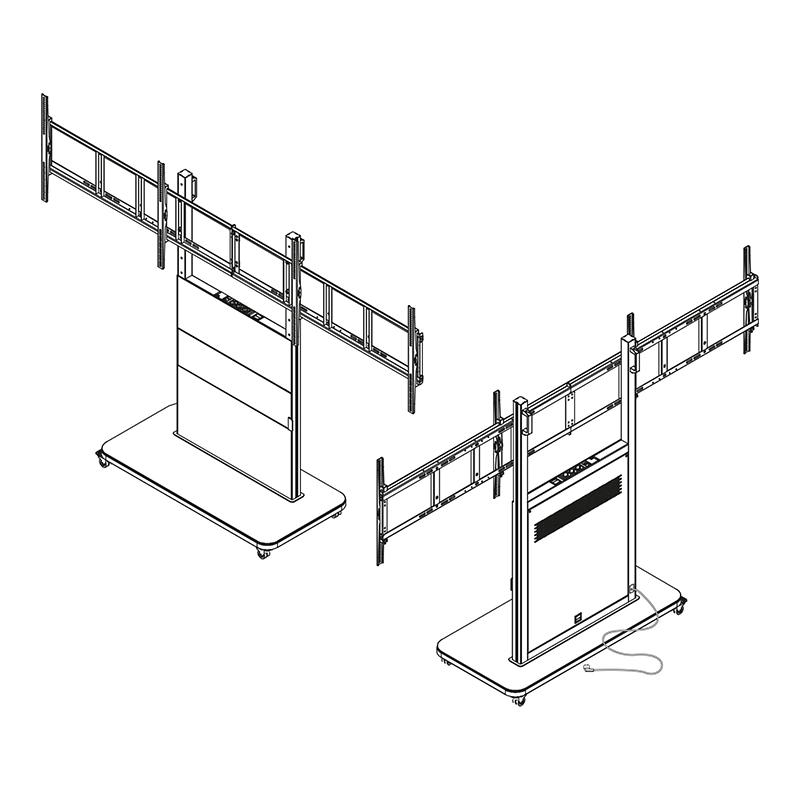 Hagor Pro-Tower L Dual 2878 - Mobiler Rollwagen 2 x 65" - max. 2x 40 kg - VESA 600x400 - Steckdosenleiste - schwarz
