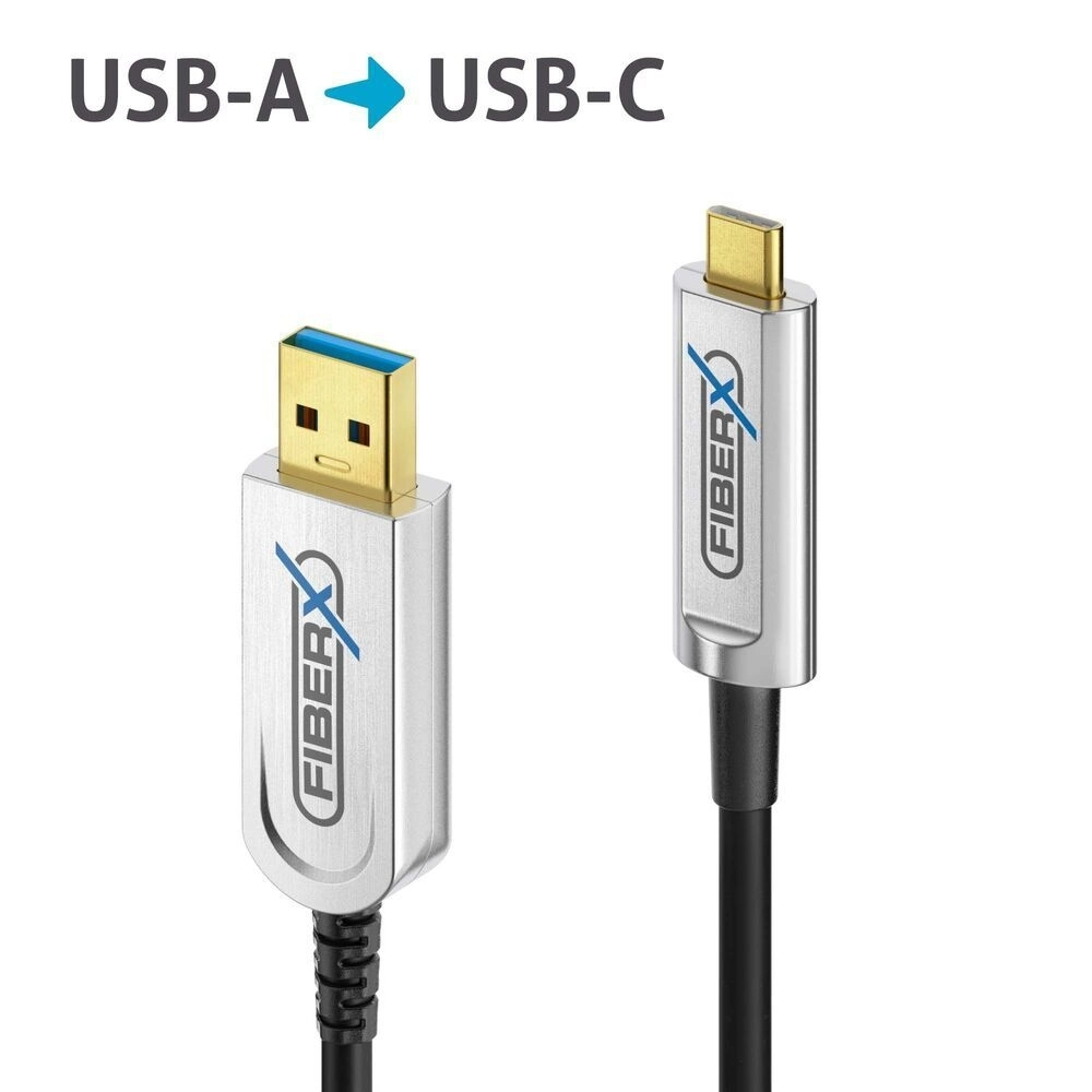 PureLink FiberX FX-I630-050 - AOC USB 3.2 Hybridkabel - 50,00 m, 10 Gbps, USB-A auf USB-C, Schwarz