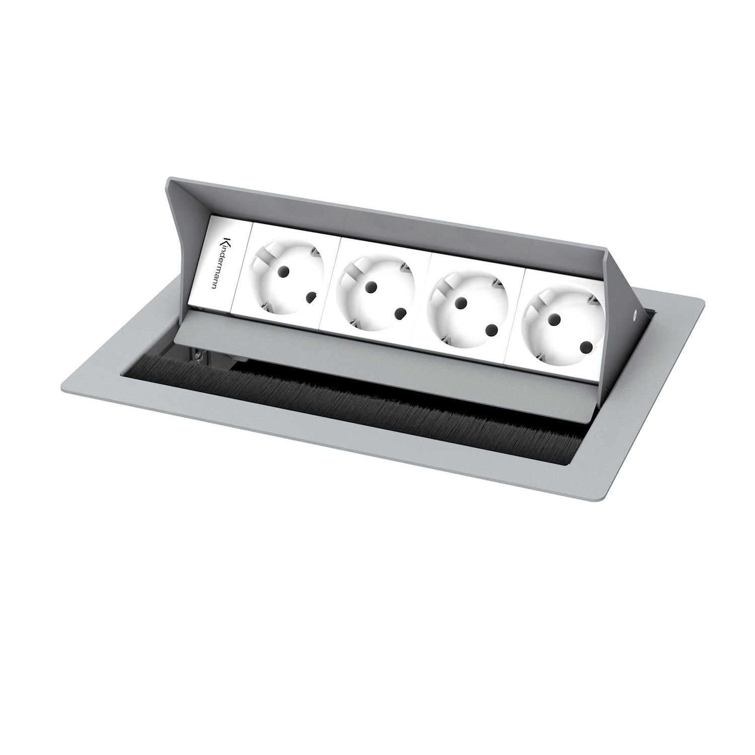 Kindermann CablePort Standard² 4-fach - 4x Strom - Tischeinbau - RAL 9006 - 7492000074