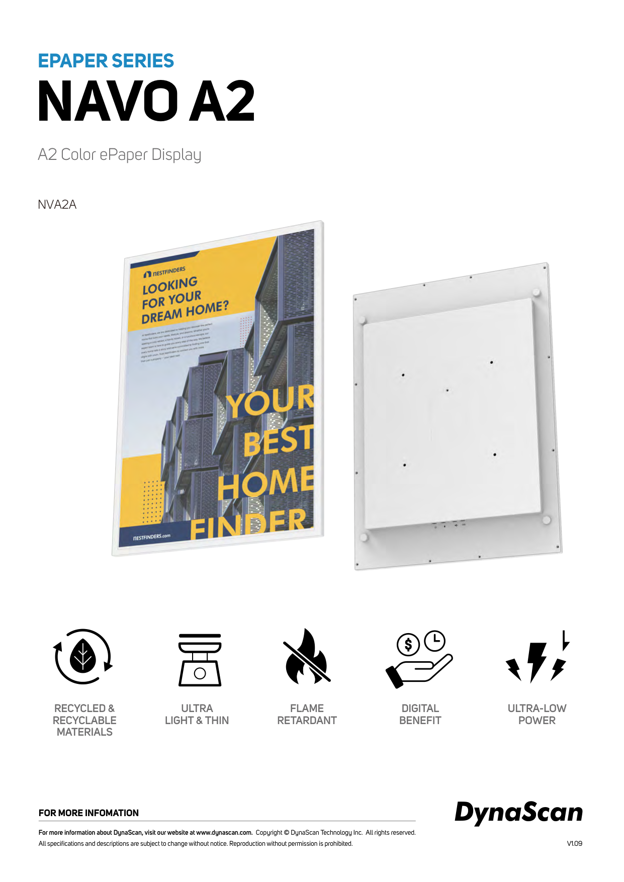 DynaScan NAVO A2 - 28,5 Zoll Color E-Paper Display im A2-Format - 3060 x 2160 - 60.000 Farben - Akkubetrieb möglich - Android 11 - WLAN - VESA 200x200