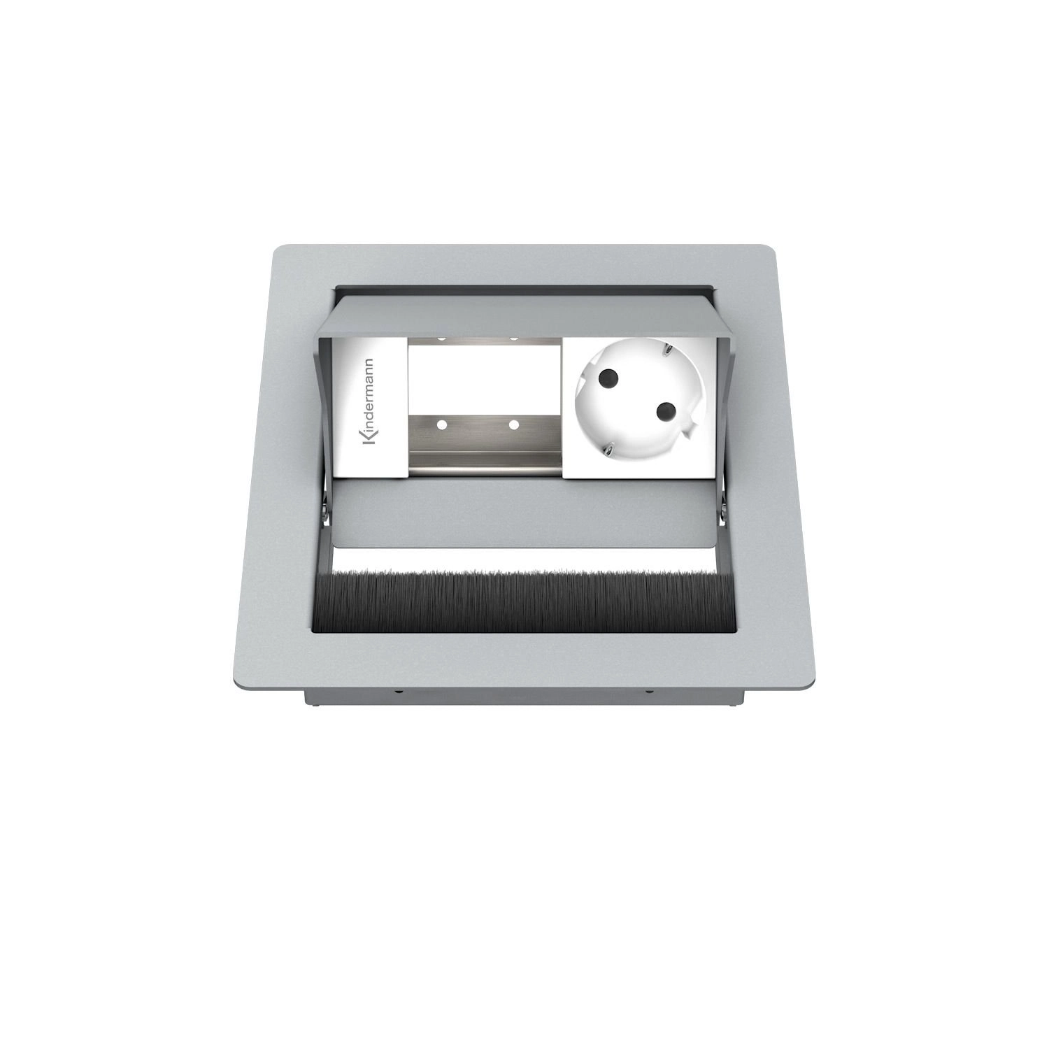 Kindermann CablePort Standard² 2-fach - 1x Strom - Tischeinbau - RAL 9006 - 7492000031