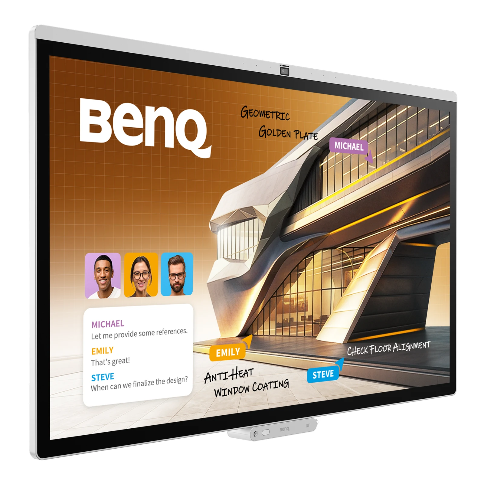 BenQ Board CP5505 Aktionsbundle - Interaktives Touch-Display 55 Zoll mit InstaShare Button TWY31 und Rollständer MT01R - 4K UHD - 450 cd/m² - Android 15 EDLA - VESA 400x400