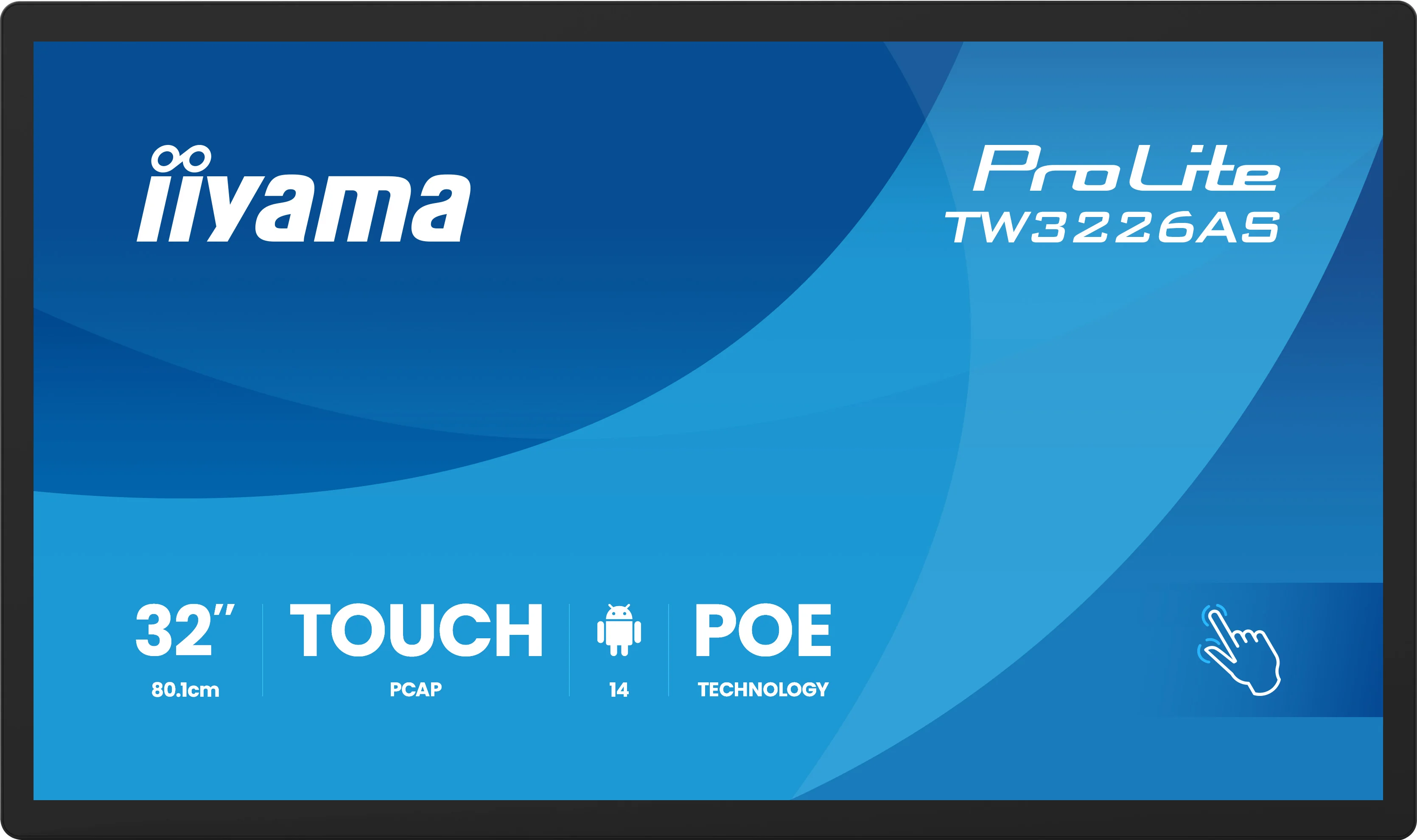 iiyama ProLite TW3226AS-B3P - 32" Touch Display - Full-HD - 500 cd/m² - 24/7 - Android 14 - VESA 100x100 - PoE - schwarz