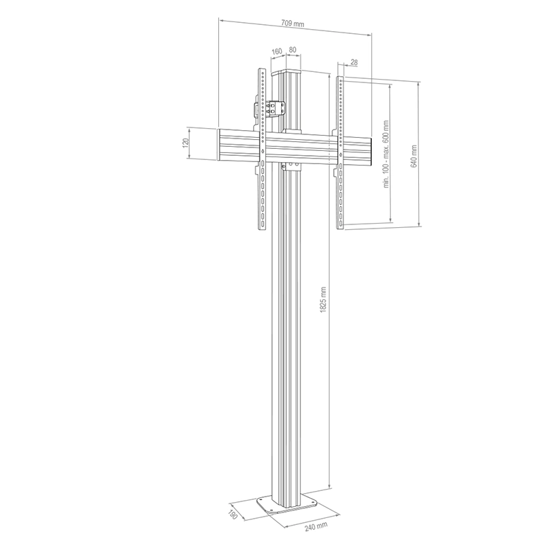 Hagor CPS Floor-Wall Single 3341 - Boden-Wandhalterung 55-65" - Landscape & Portrait - bis 50 kg - VESA 600x600