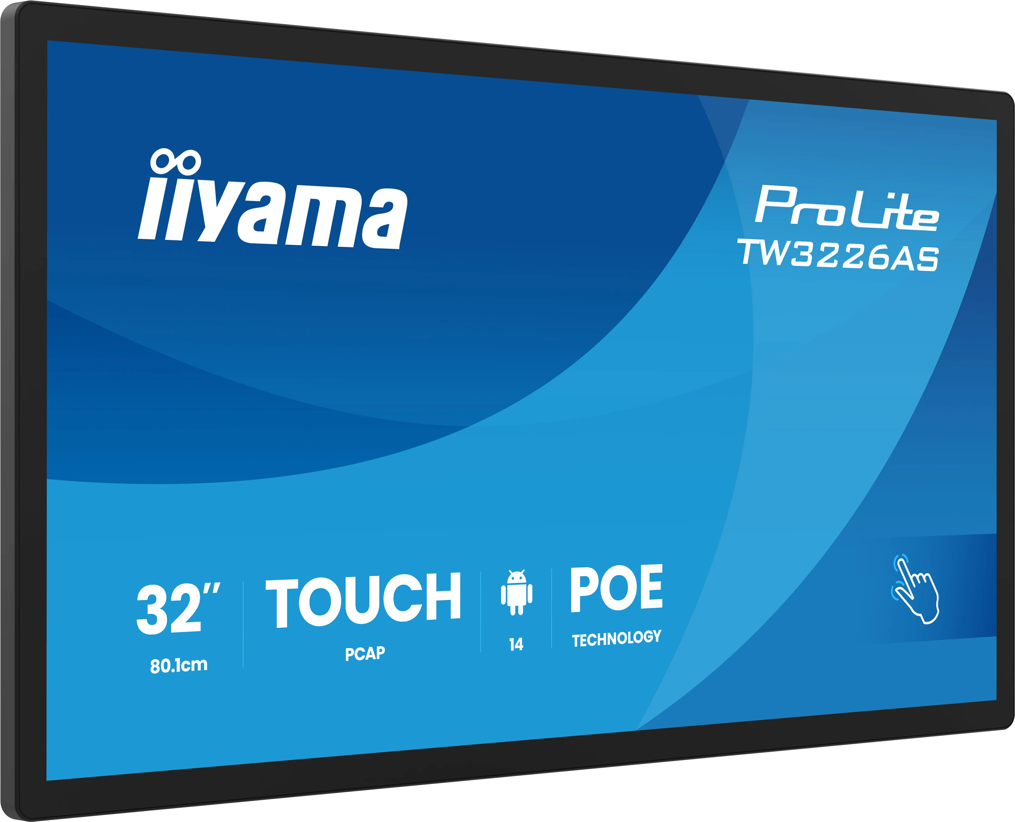 iiyama ProLite TW3226AS-B3P - 32" Touch Display - Full-HD - 500 cd/m² - 24/7 - Android 14 - VESA 100x100 - PoE - schwarz