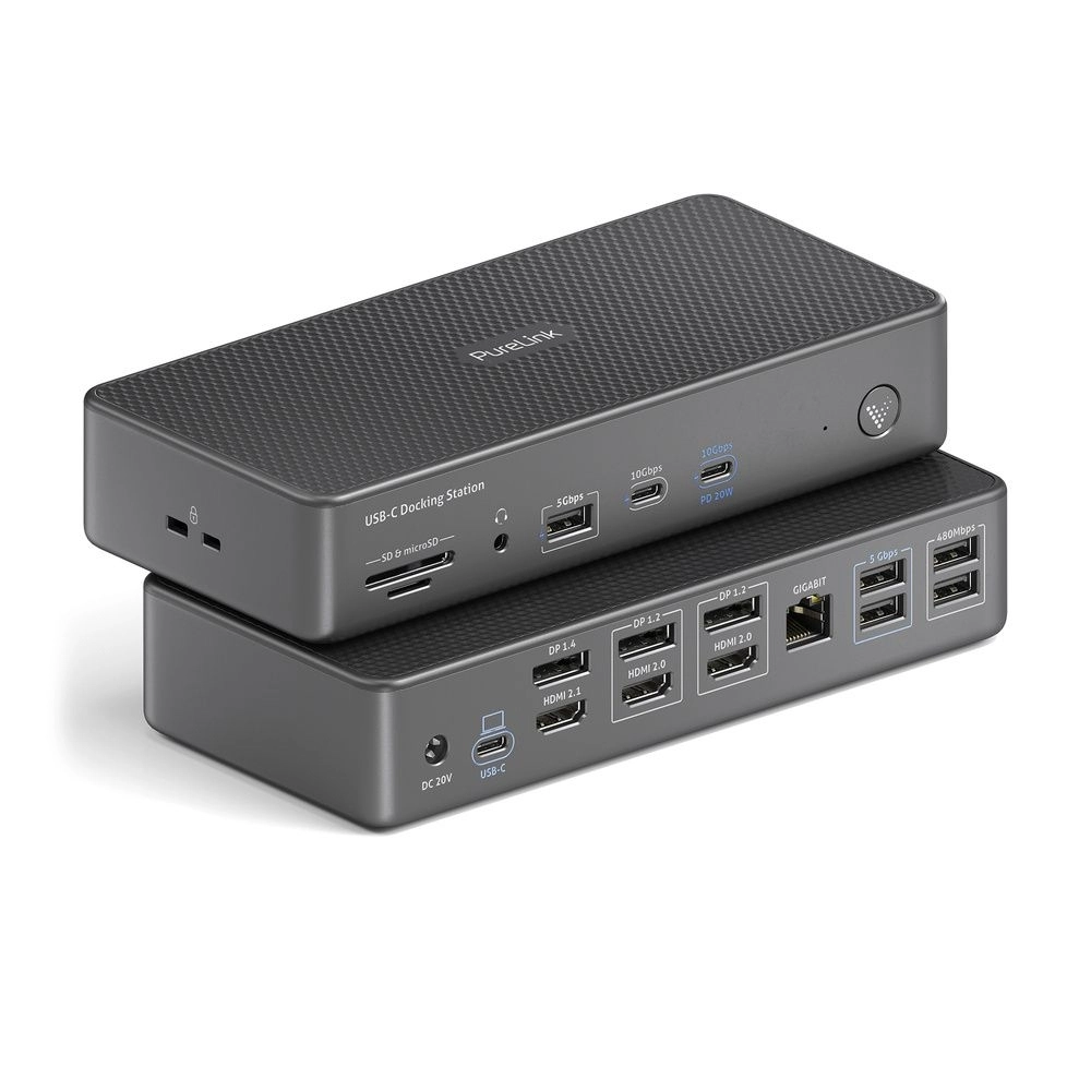 Vuelogic VL-D230DL - 18-in-1 USB-C Dockingstation - DisplayLink - 4 Displays - 4K@60Hz - 100W Power Delivery - USB 3.2 Gen2