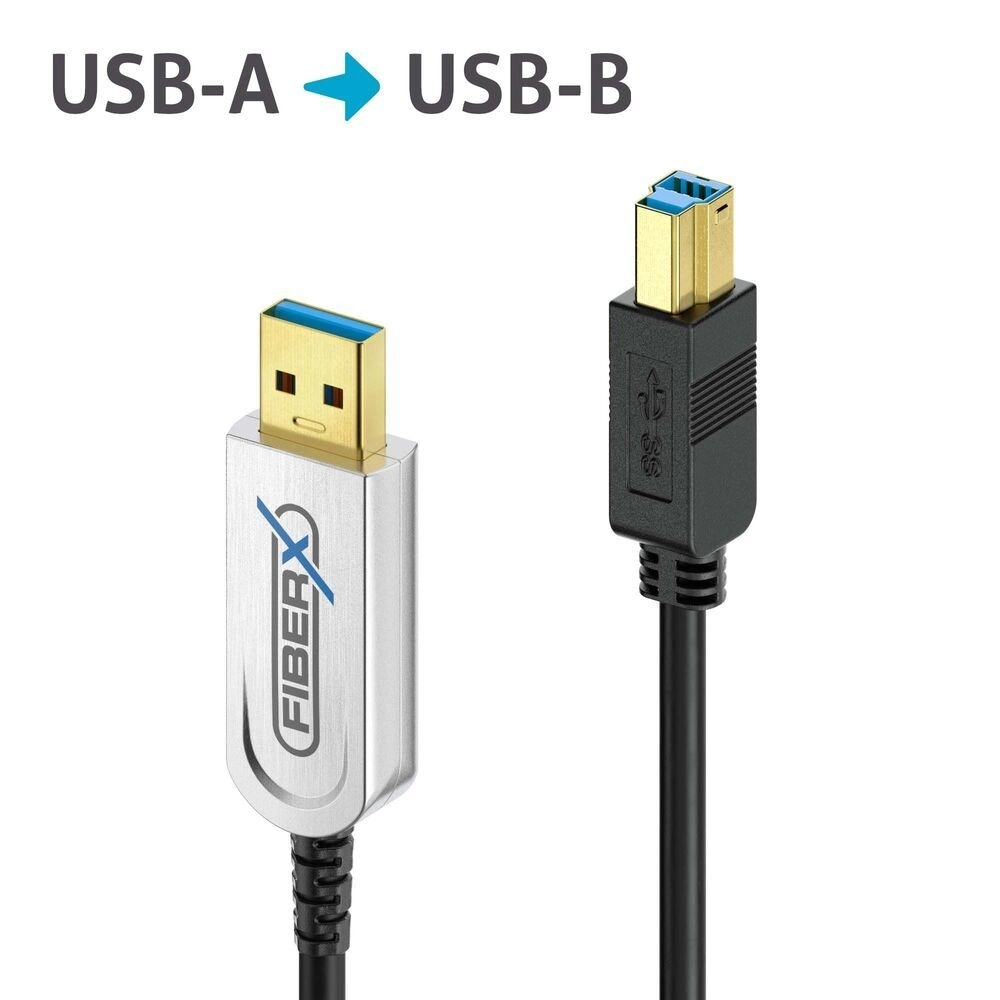 PureLink FiberX FX-I645-010 - AOC USB 3.2 Hybridkabel - 10 m - 10 Gbps - USB-A Stecker auf USB-B Stecker - Schwarz