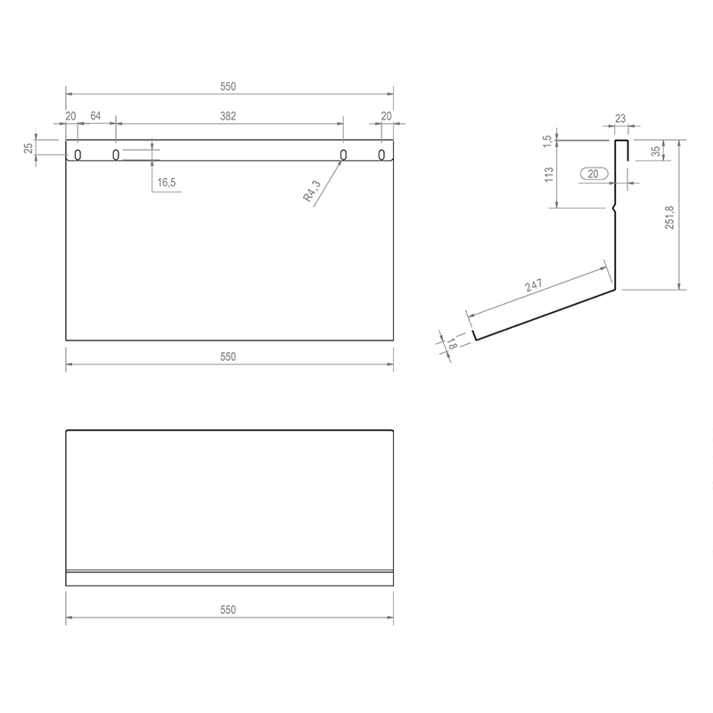 Hagor CON-Line Laptopholder 2933 - Laptop-Ablage zum Einhängen frontseitig mit Stützkante - B 550 x T 247 mm - Stahl pulverbeschichtet schwarz