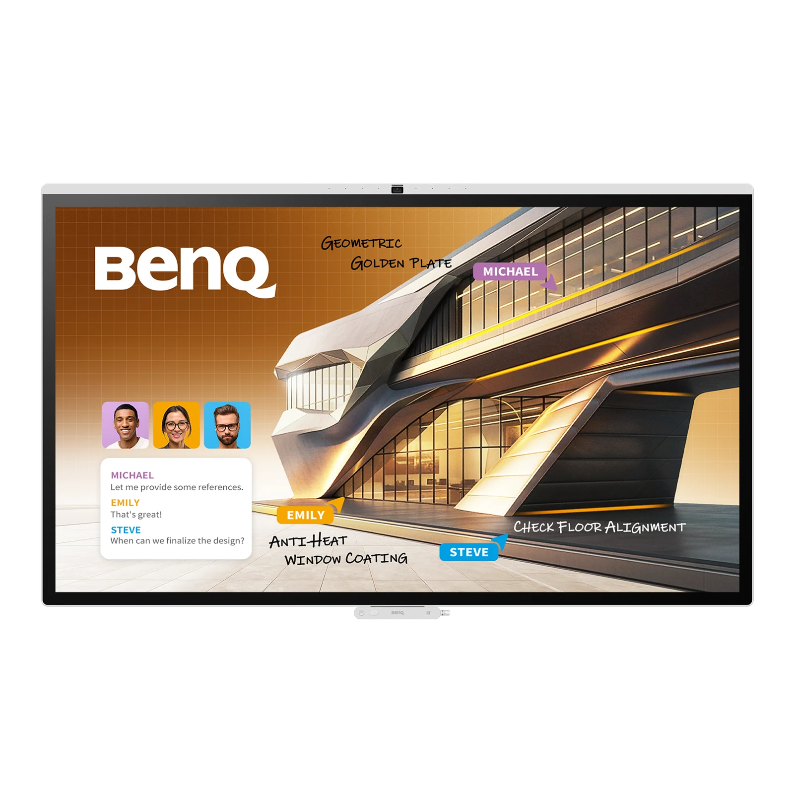 BenQ Board CP7505 - Interaktives Touch-Display 75 Zoll - 4K UHD ADS - 450 cd/m² - Android 15 EDLA - 50-Punkt-kapazitiver Touch - 90W 2.1-Audio - VESA 800x400 - weiß