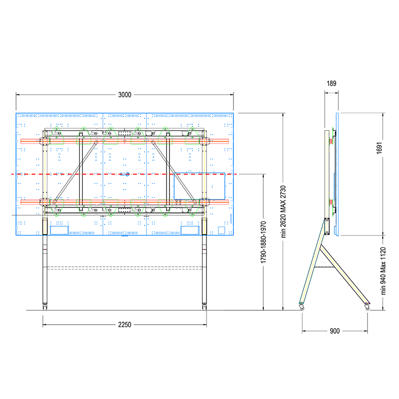 Hagor HP LED Trolley LG LAPA 136" 6298 - mobiles Standsystem für LG LAPA136-GF - 3 Höhen - Rollen mit Feststellbremse - inkl. AV-Ablage - schwarz