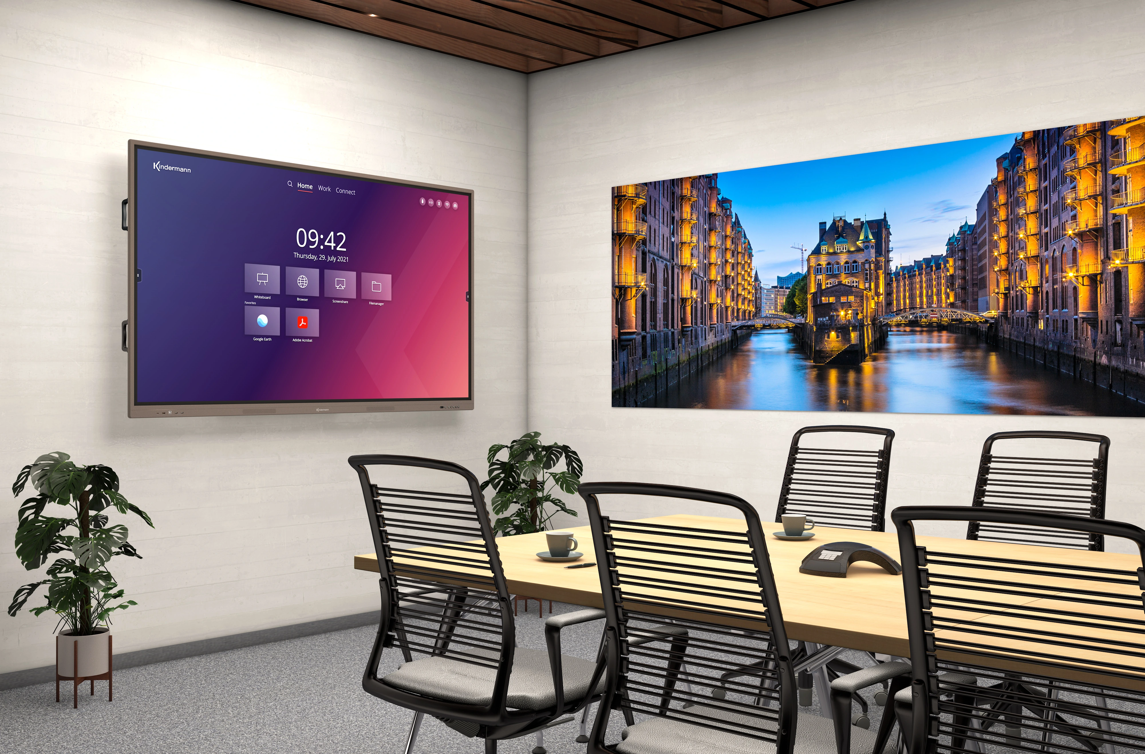 Kindermann DisplayShift² 51-74 4031000502 - manuell höhenverstellbare Wandhalterung für interaktive Displays - 51-74 kg - 75-86" - TÜV - schwarz