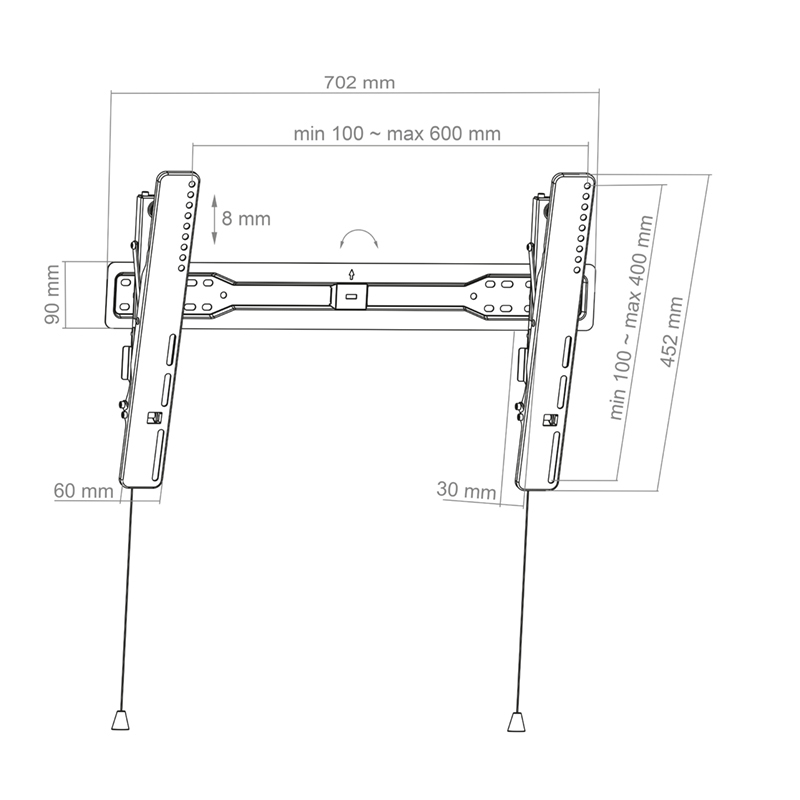 Hagor BL Superslim Tilt 600 8405 - Neigbare Wandhalterung 55-75" Ultra-Flach - 35 kg