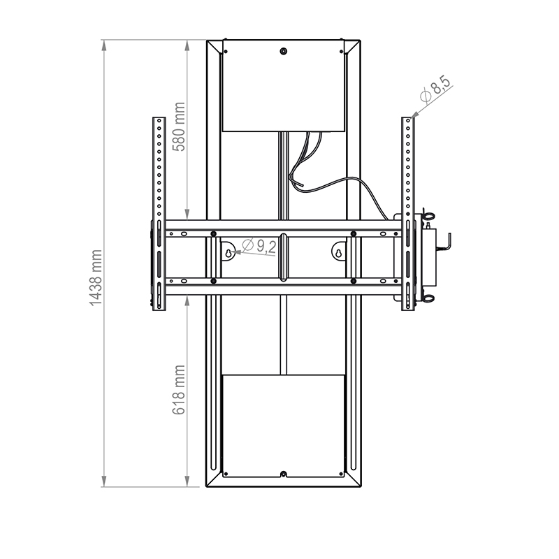 Hagor WH Moto Slim 8423 - Motorisierte Wandhalterung 42-86" - Landscape und Portrait - höhenverstellbar 600 mm Fahrweg - max. 80 kg - VESA 800x600 - Schwarz