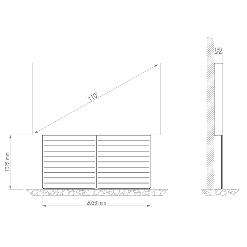 Hagor CON-Line LED BW 110" 2888 - LED-Wandsystem mit Technikkorpus für LED-All-in-One bis 110 Zoll - Weiß