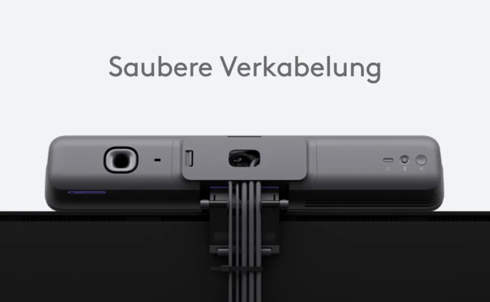 Logitech MeetUp 2 saubere Kabelführung – integrierte Abdeckung mit Zugentlastung