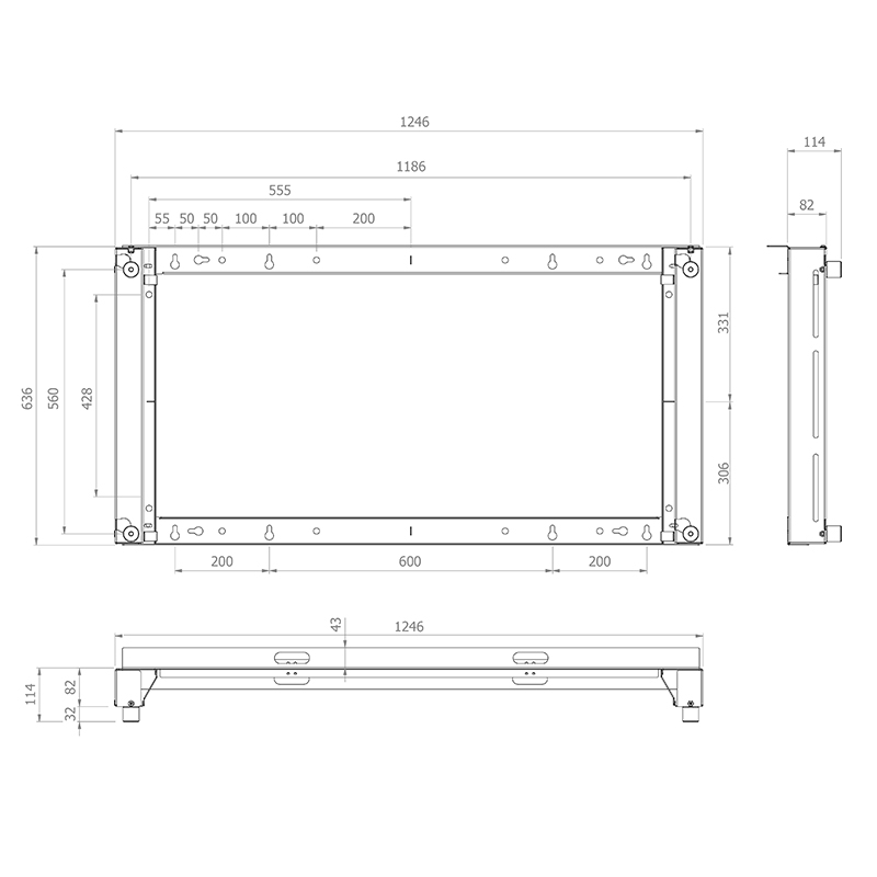 Hagor WH LG XE4 55" 5868 - Outdoor-Wandhalterung für LG 55XE3P-B / 55XE4F - hochwetterfest - Landscape und Portrait - Schwarz