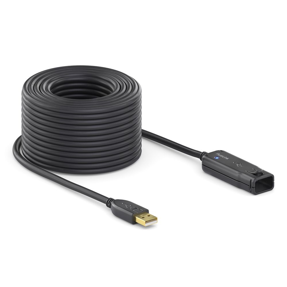 PureLink DS2100-120 - Aktives USB 2.0 Verlängerungskabel - 12 m - 480 Mbps - USB-A Stecker auf USB-A Buchse - verriegelbar - Schwarz